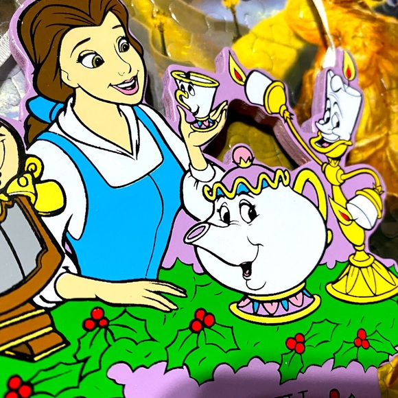 DISNEY’S BEAUTY & THE BEAST VTG 90s KURT ALDER HANDCRAFTED WOODEN XMAS ORNAMENT - Picture 5 of 11